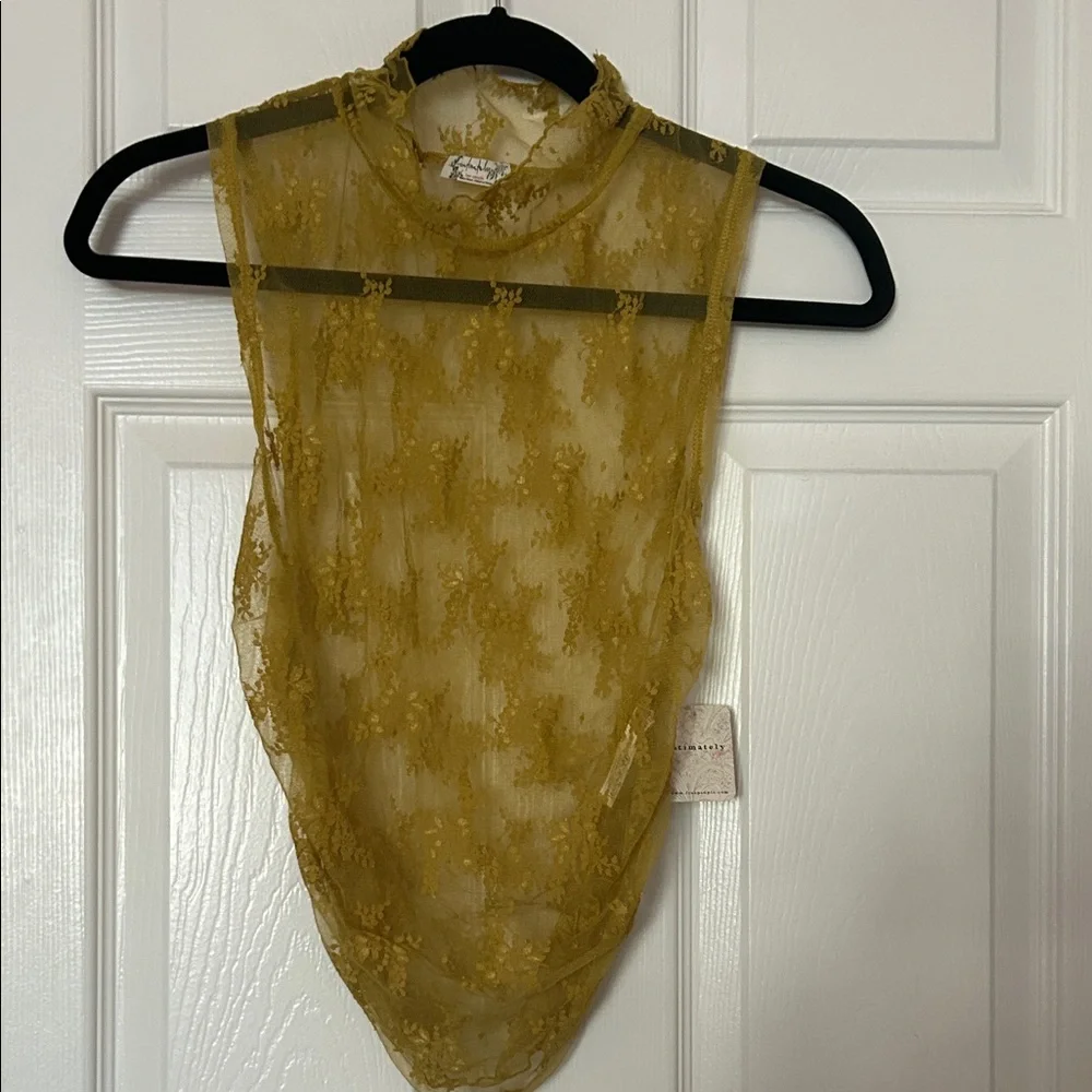 Intimately Free People Sheer Mustard Lace Sleeveless Top NWT size small - Picture 1 of 6